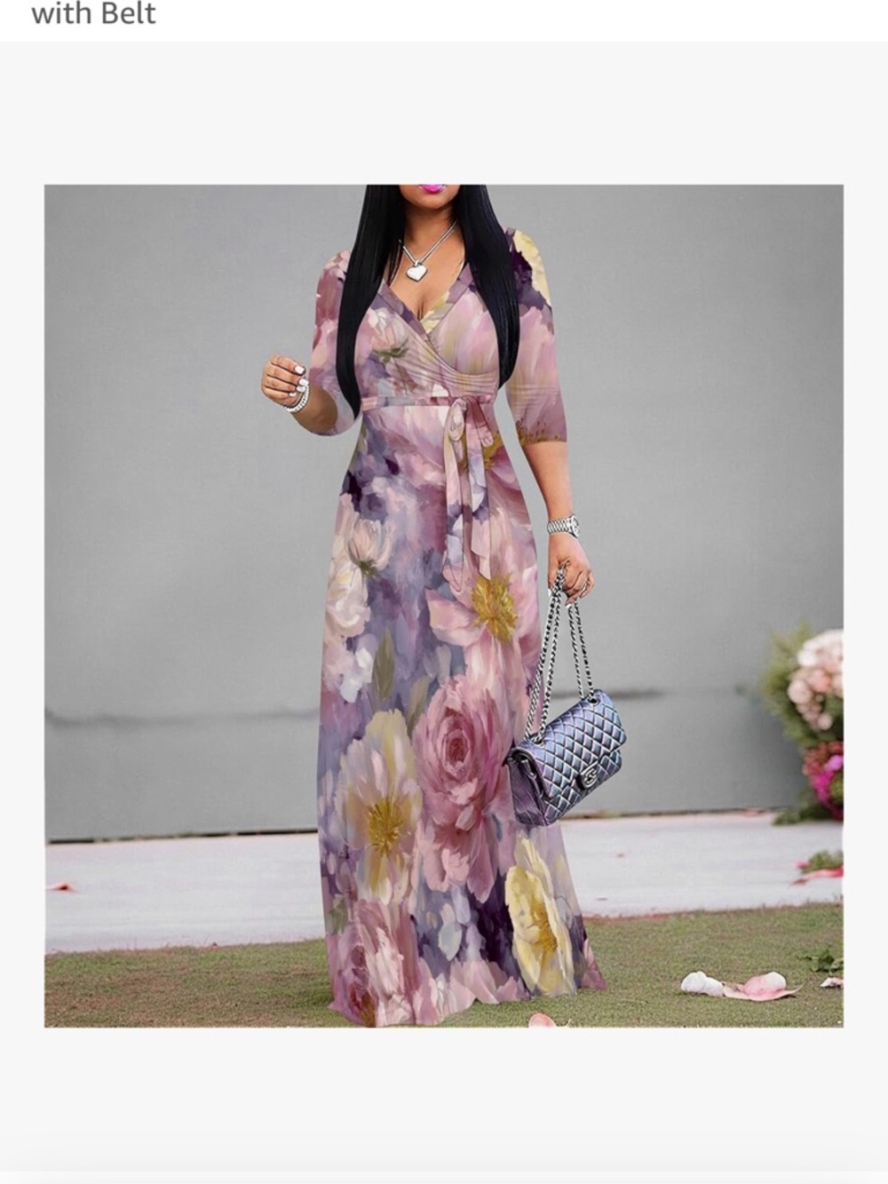 Floral Wrap Maxi Dress - Pink & Purple